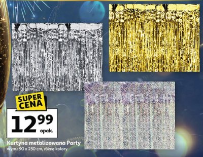Kurtyna metalizowana Party wym.: 90 x 250 cm, różne kolory promocja w Auchan