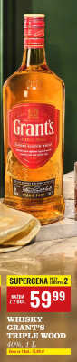 Whisky Grant's Triple Wood 40%, 1L promocja w Biedronka