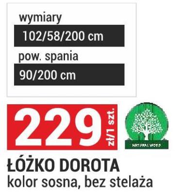 Łóżko DOROTA kolor sosna, bez stelaża promocja w Merkury Market