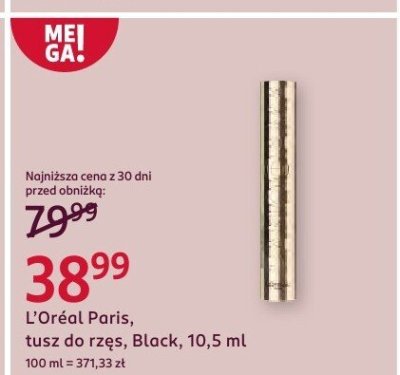 Tusz L'Oréal Paris do rzęs, Black, 10,5 ml promocja w Rossmann