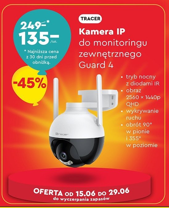 Kamera ip guard 4 Tracer promocja w Biedronka