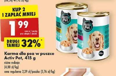 Karma dla psa z wołowiną w galarecie Activ pet promocja