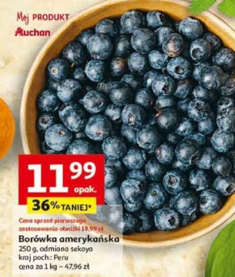 Borówka amerykańska 250 g odmiana sekoya promocja w Auchan