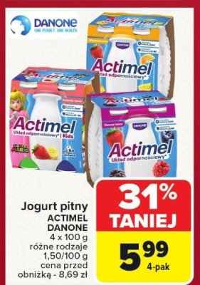 Jogurt pitny Actimel promocja w Carrefour Market