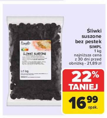 Śliwki suszone Simpl promocja w Carrefour Market