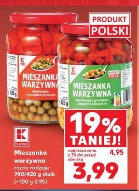 Mieszanka warzywna marchewka z groszkiem K-classic st膮d takie dobre! promocja