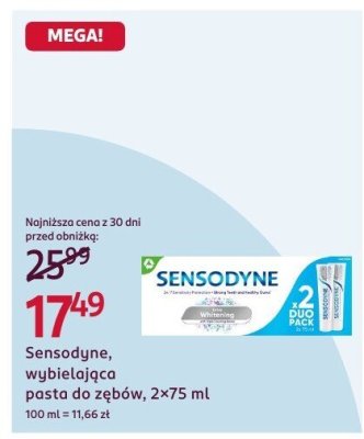 Pasta do zębów Sensodyne, wybielająca pasta do zębów, 2x75 ml promocja w Rossmann