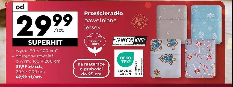 Prześcieradło bawełniane jersey 200 x 200 cm Smukee promocja