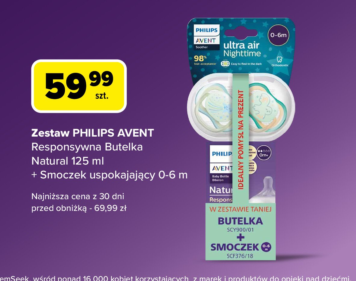 Butelka natural 260 ml + smoczek Philips promocja w Carrefour