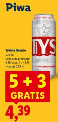Piwo Gronie 5+3 GRATIS promocja w Lidl