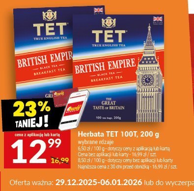 Herbata TET 100T, 200 g wybrane rodzaje promocja w Twój Market