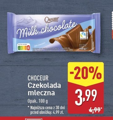 Czekolada mleczna Choceur promocja w Aldi