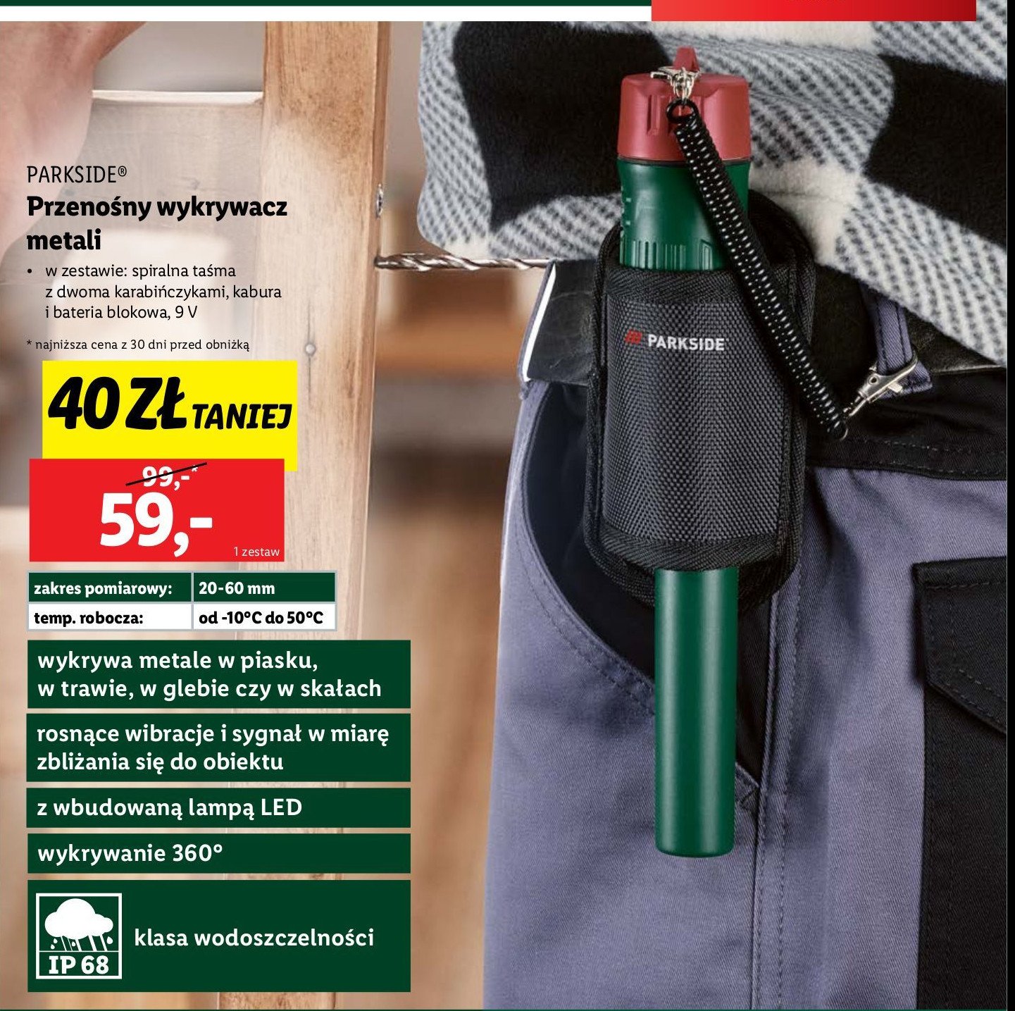 Wykrywacz metali z lampą led Parkside promocja w Lidl