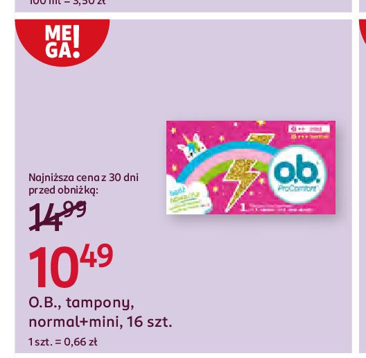 Tampony normal + mini O.b. procomfort promocja w Rossmann