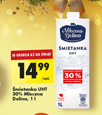 Śmietanka 30% Mleczna dolina promocja w Biedronka