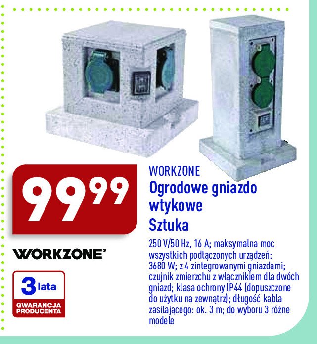 Gniazdo ogrodowe wtynkowe WORKZONE promocja