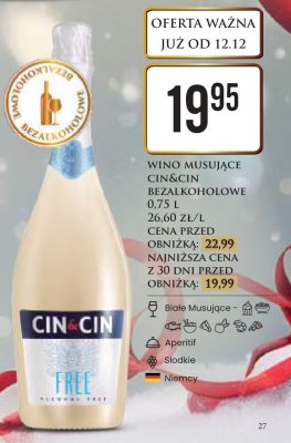 Wino Musujące Cin&Cin bezalkoholowe promocja w Dino