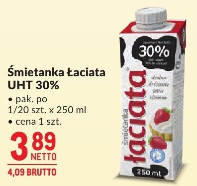 Śmietanka łaciata UHT 30% promocja w Makro