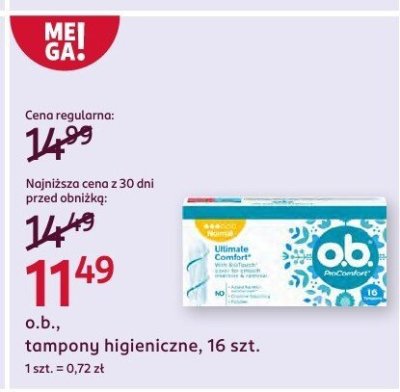 Tampony higieniczne o.b. 16 szt. promocja w Rossmann