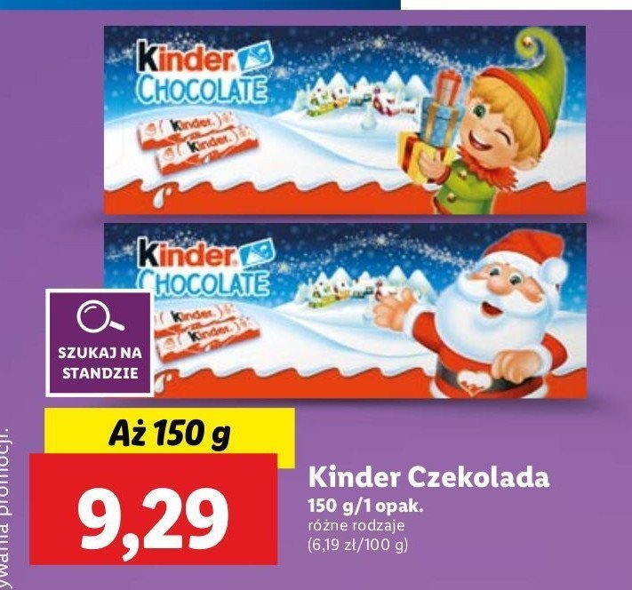 Czekoladki świąteczne elf Kinder chocolate promocja