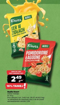 Nudle Knorr różne rodzaje promocja w Netto