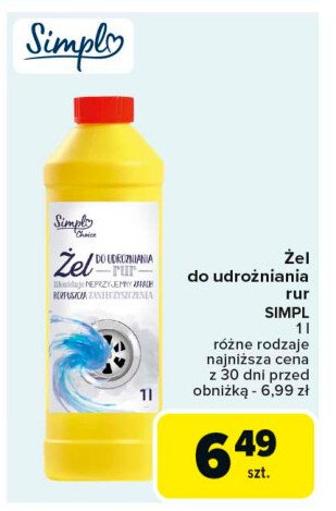 Żel do udrożniania rur Simpl promocja w Carrefour Market