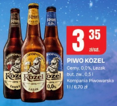 Piwo Kozel Cerny, 0,0% Lezak promocja w Chorten