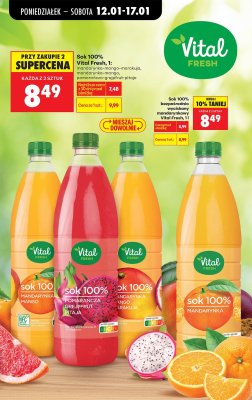 Sok 100% Vital Fresh mandarynka-mango-marakuja promocja w Biedronka