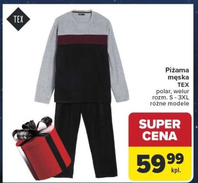 Piżama męska TEX polar, welur rozm. S - 3XL różne modele promocja w Carrefour