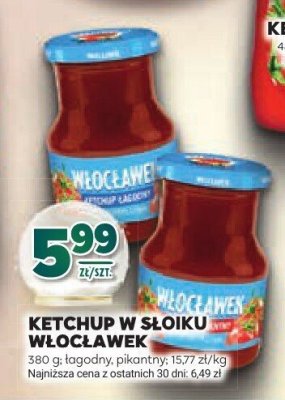 Ketchup Włocławek w słoiku łagodny/pikantny 380g promocja w Stokrotka
