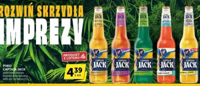 Piwo Captain Jack różne rodzaje, butelka bezwrotna promocja w Euro Sklep