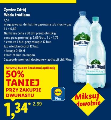 Woda źródlana 3 rodzaje 1,5 L promocja w Lidl