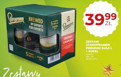 Piwo Zestaw Staropramen Premium 5x0,5 L + Kufel promocja w Duży Ben