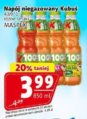 Napój niegazowany Kubuś Maspex 850 ml różne smaki promocja w Prim Market