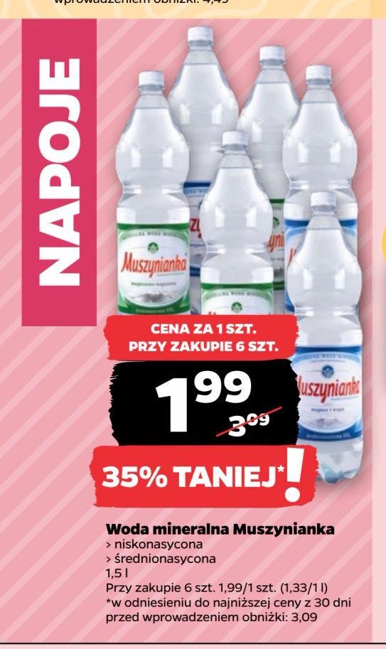 Woda niskonasycona Muszynianka promocja w Netto