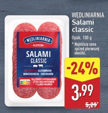 Salami classic Wędliniarnia classic promocja w Aldi