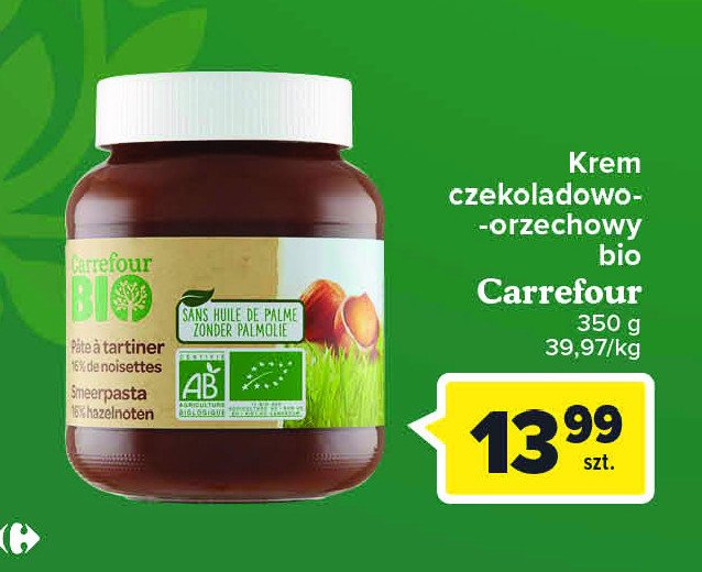 Krem z orzechów laskowych Carrefour bio promocja
