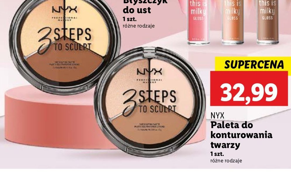 Paleta do konturowania medium NYX 3 STEPS TO SCULPT promocja w Lidl