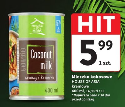 Mleczko kokosowe HOUSE OF ASIA kremowe 400ml promocja w Intermarche