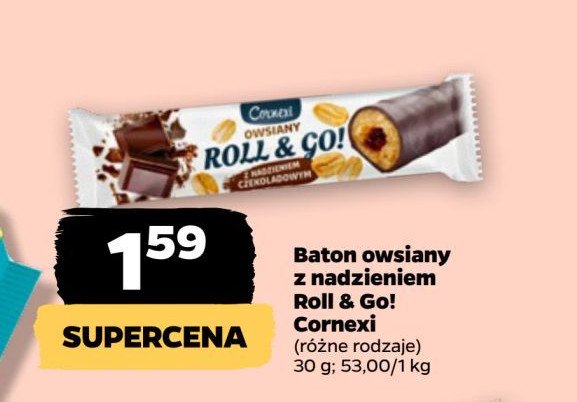 Baton owsiany czekoladowy Roll&go promocja w Netto