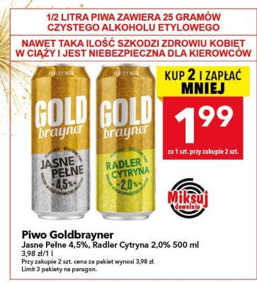 Piwo Goldbrayner Radler Cytryna 2,0% 500 ml promocja