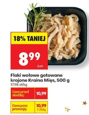 Flaki wołowe gotowane krojone Kraina Mięs, 500 g promocja w Biedronka