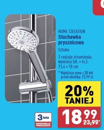 Słuchawka prysznicowa wielofunkcyjna Home creation promocja