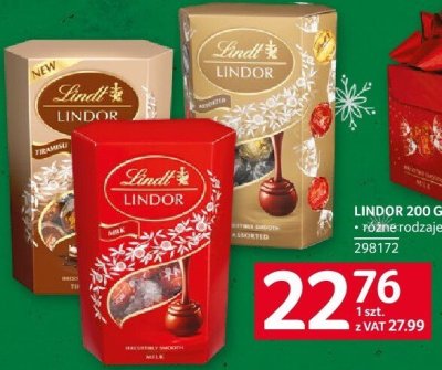 Praliny Lindor 200 g różne rodzaje Lindt promocja w Selgros