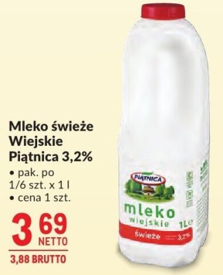 Mleko świeże Wiejskie Piątnica 3,2% promocja w Makro