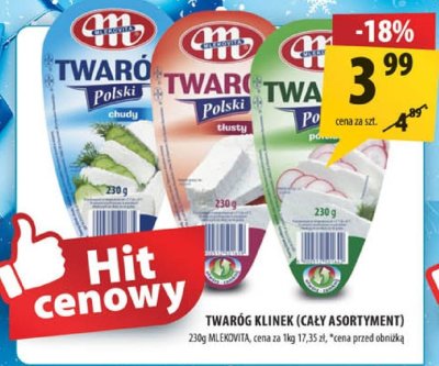Twaróg klinek Mlekovita (cały asortyment) promocja w Arhelan