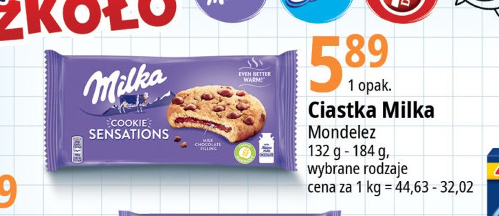 Ciastka z kawałkami czekolady Milka cookies sensations promocja