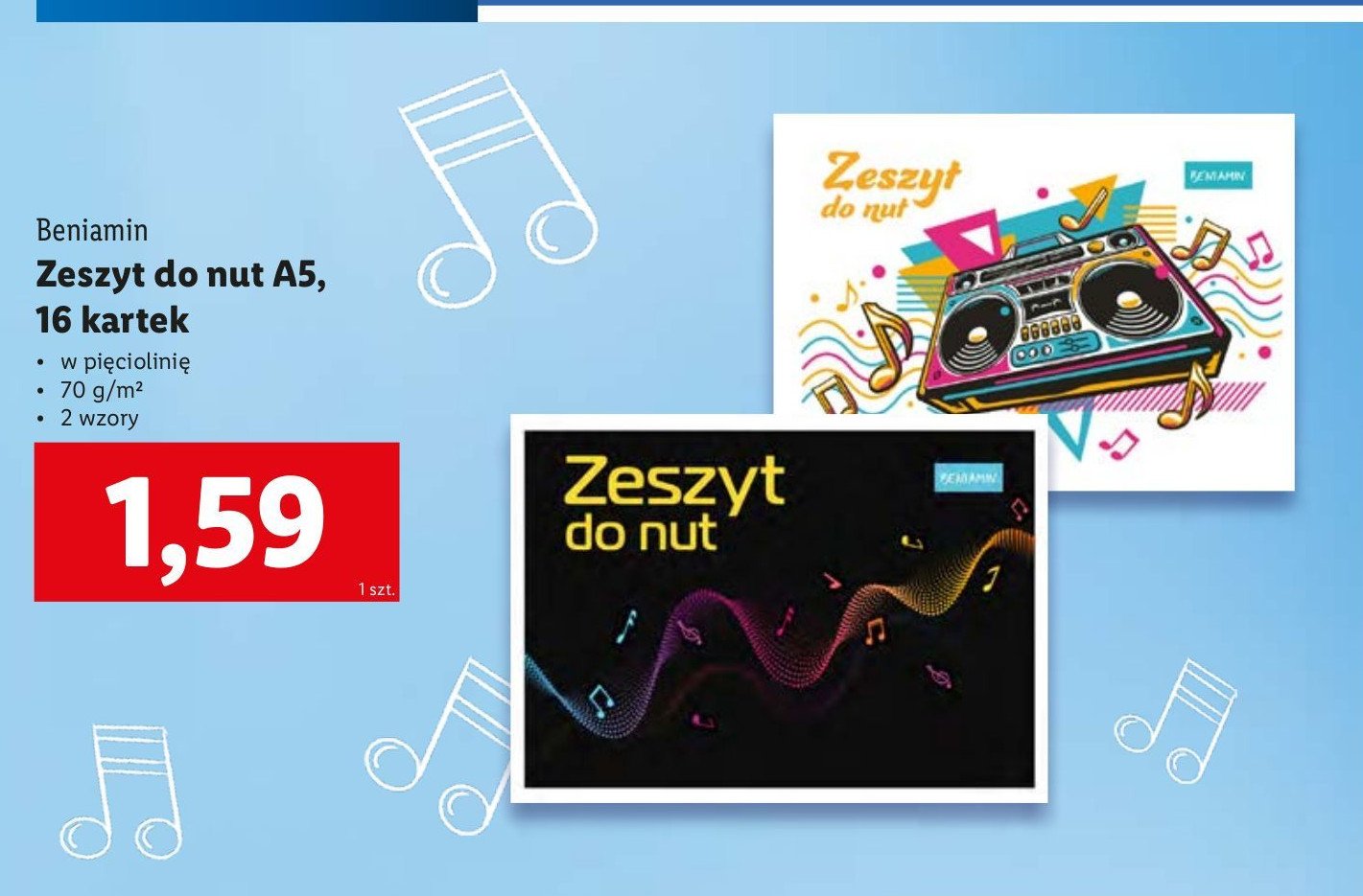 Zeszyt a5 16 kartek do nut Beniamin Beniamin mn promocja