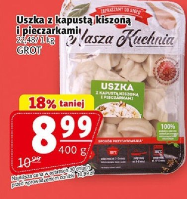 Uszka z kapustą kiszoną i pieczarkami Nasza Kuchnia Graal promocja w Prim Market