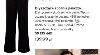 Błyszczące spodnie palazzo czarne promocja w Tchibo